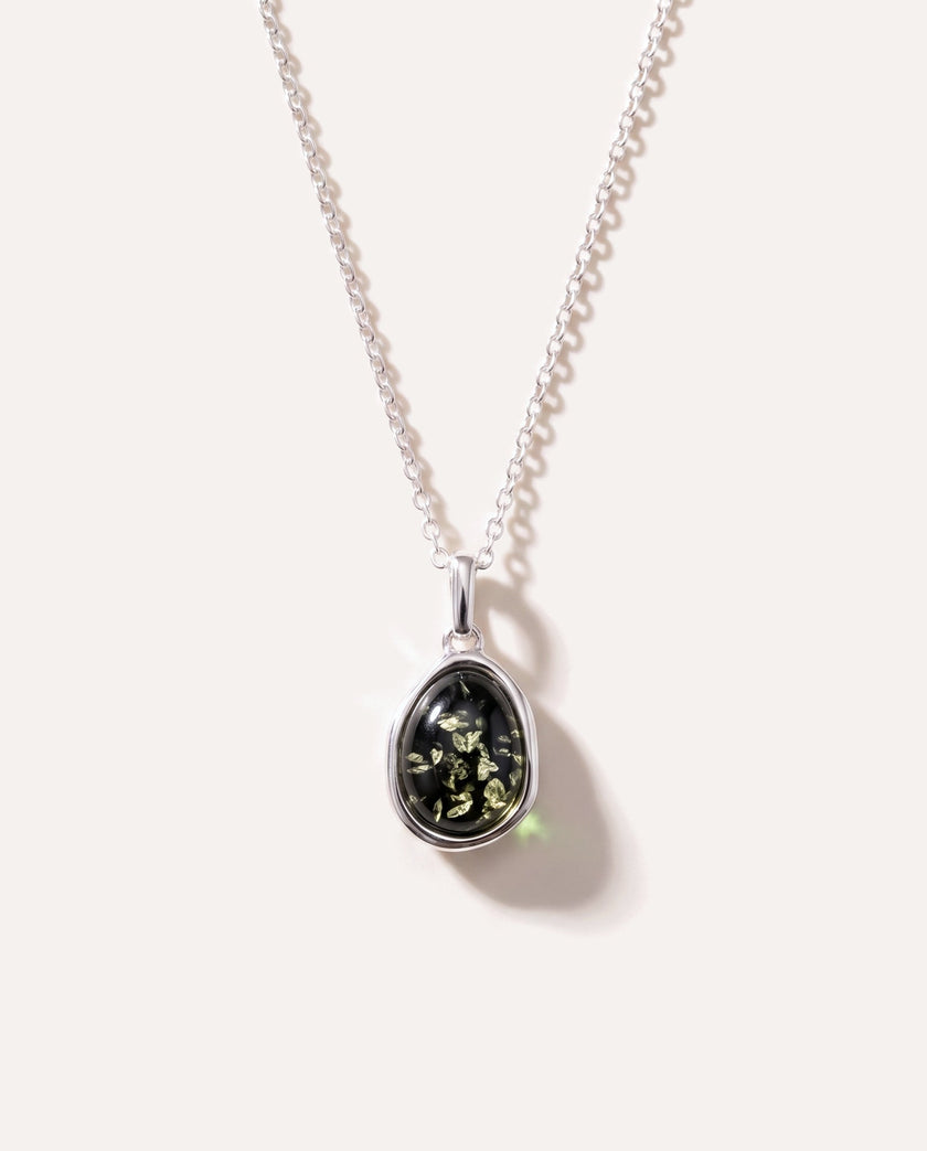 Collana con pendente ELEMENT in ambra verde