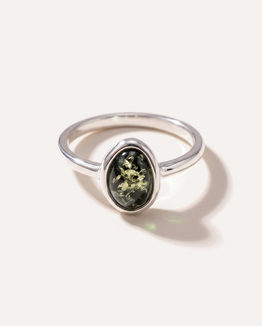 Green Amber ELEMENT Stacking Ring