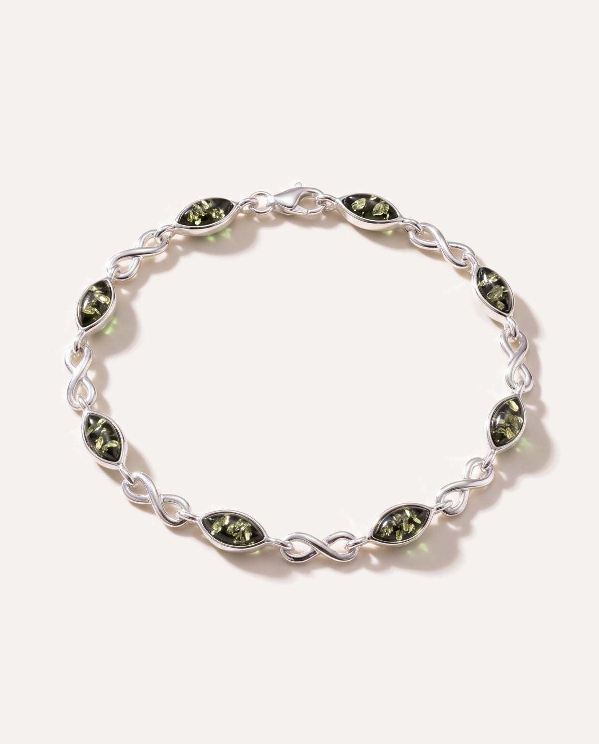 Green Amber Infinity Bracelet