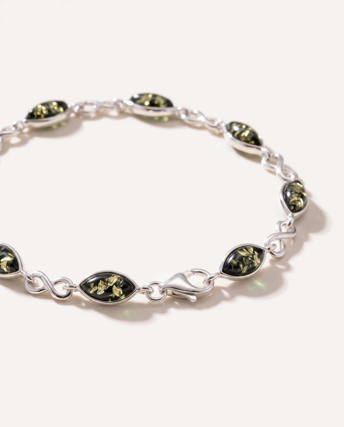 Green Amber Infinity Bracelet