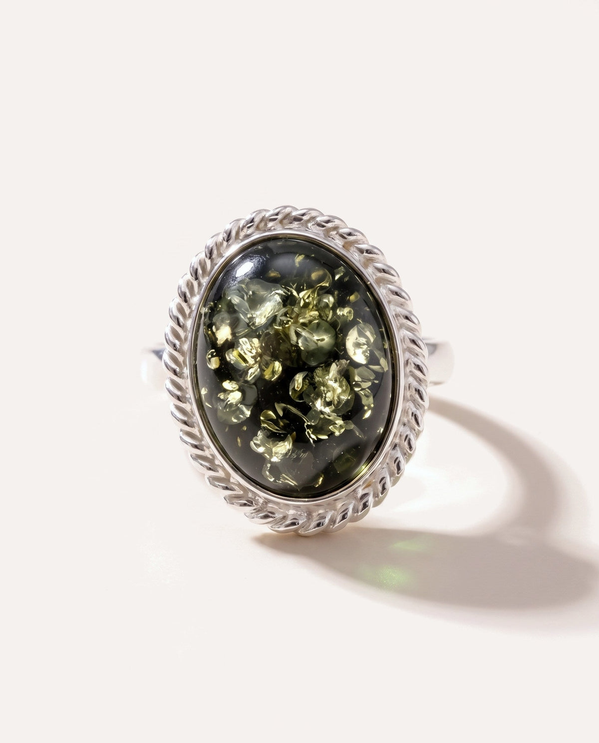 Green Amber Quintessence Statement Ring