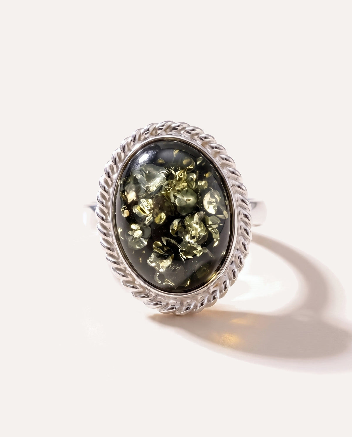 Green Amber Quintessence Statement Ring