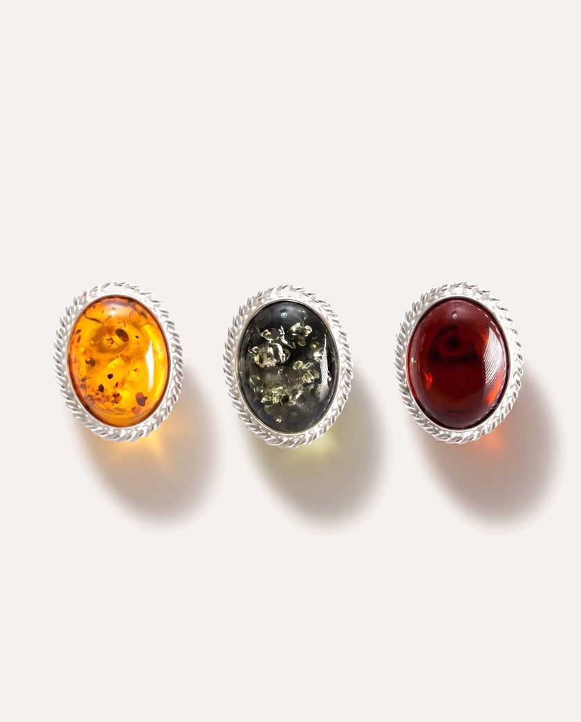 Green Amber Quintessence Statement Ring
