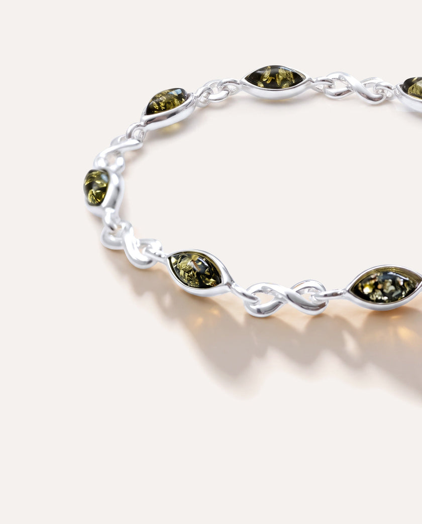 Green Amber Infinity Bracelet
