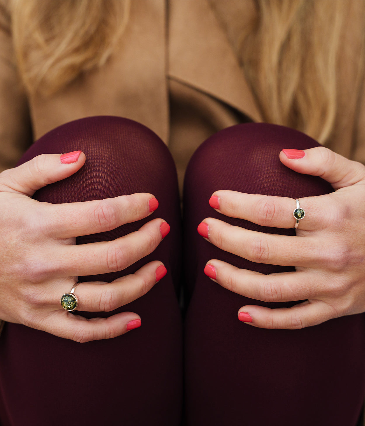 ESSENTIALS Mini Green Amber Stacking Ring