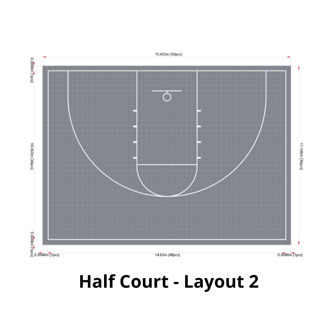 Basketballfeld-Bodensystem - halbes Feld | Inklusive Spielfeldmarkierungen
