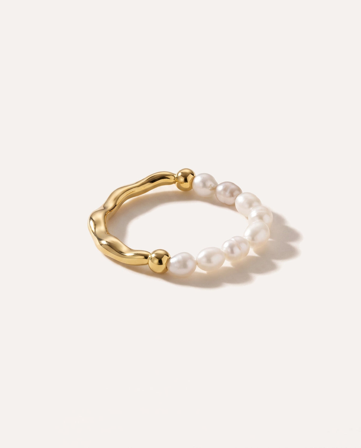 Hammered Pearl Ring