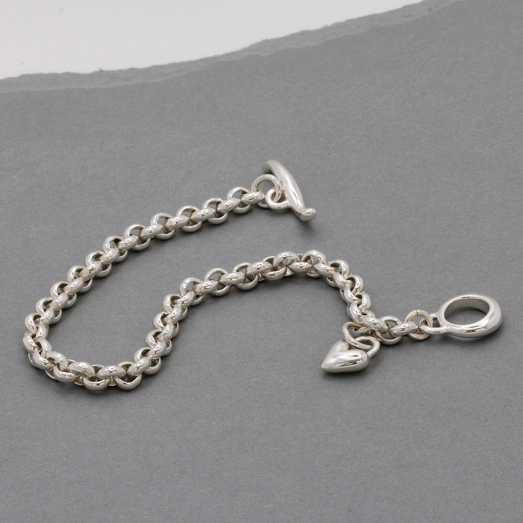 Heart Belcher Chain Charm Bracelet