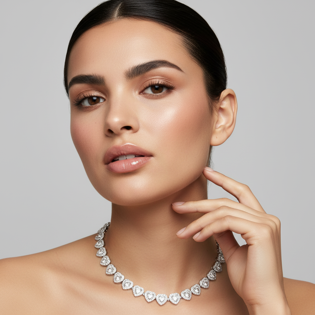 Halsketting met hartvormige choker