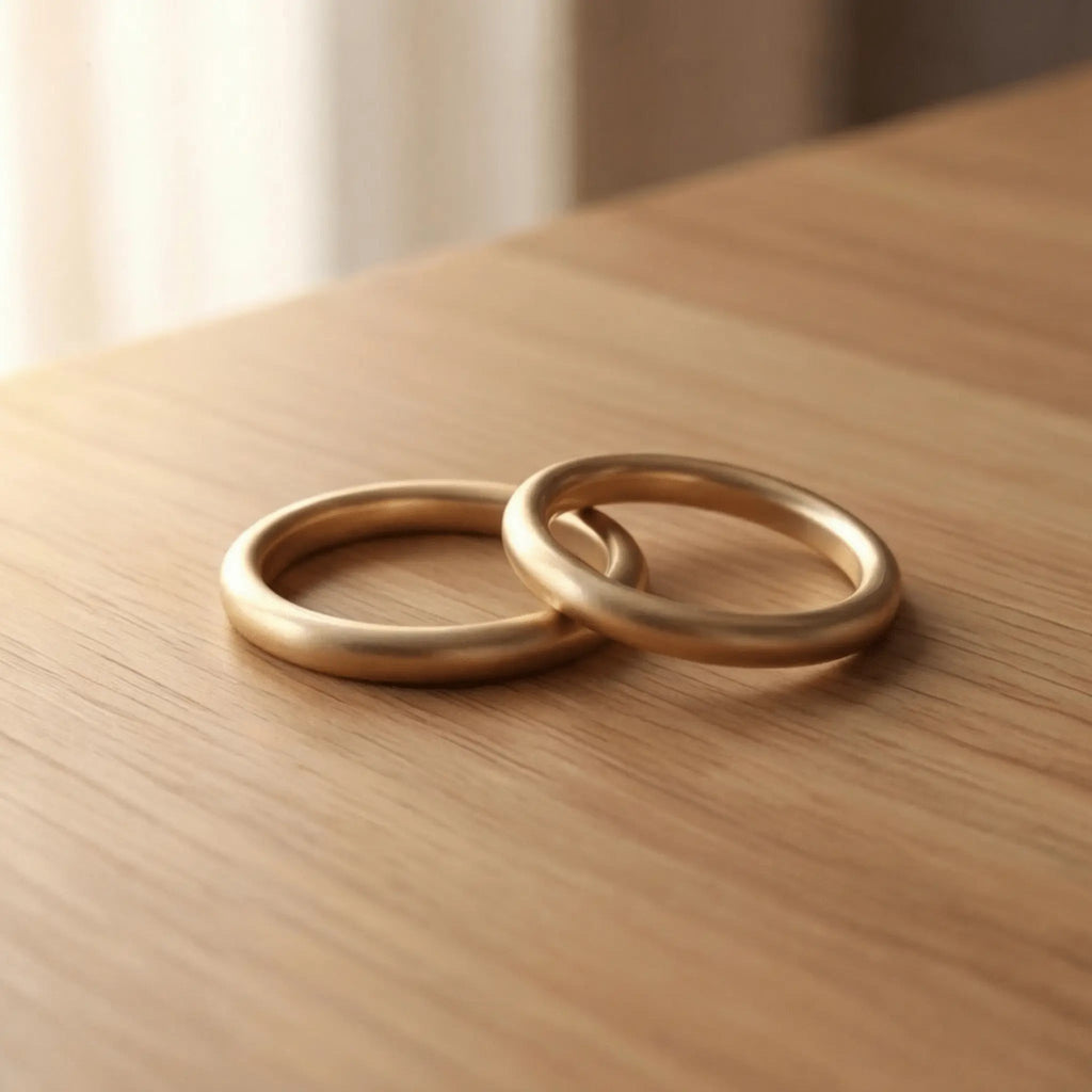 Slim Gold Wedding Band Set – Elara 2mm – 9ct/14ct/18ct Gold