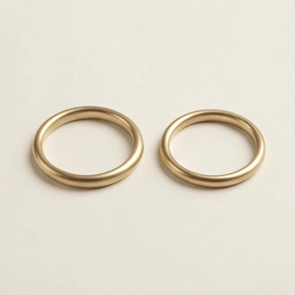 Slim Gold Wedding Band Set – Elara 2mm – 9ct/14ct/18ct Gold
