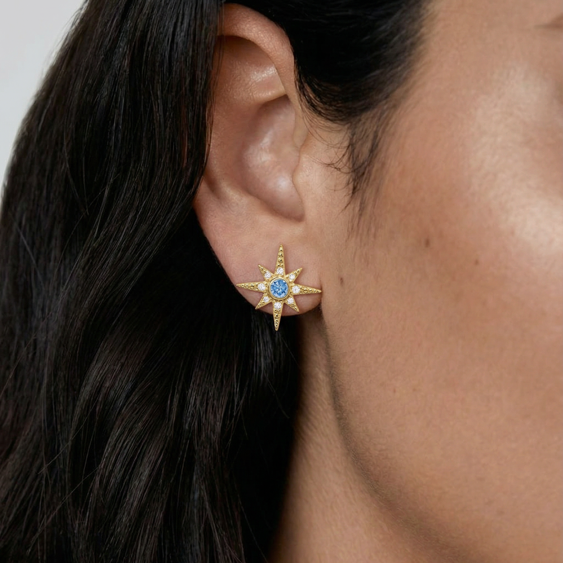 Ursa Birthstone Star Stud Earrings | 18K Gold Plated