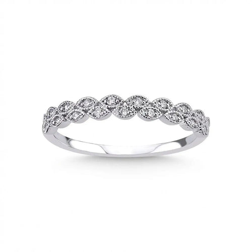14ct/14K White Gold Natural Diamond Ring – Diamond Eternity Wave 0.15ct
