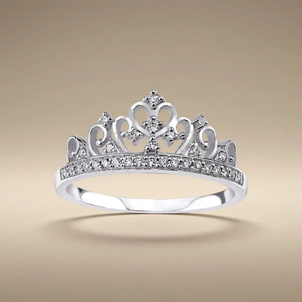 14ct/14K White Gold Natural Diamond Ring – Crown Diamond