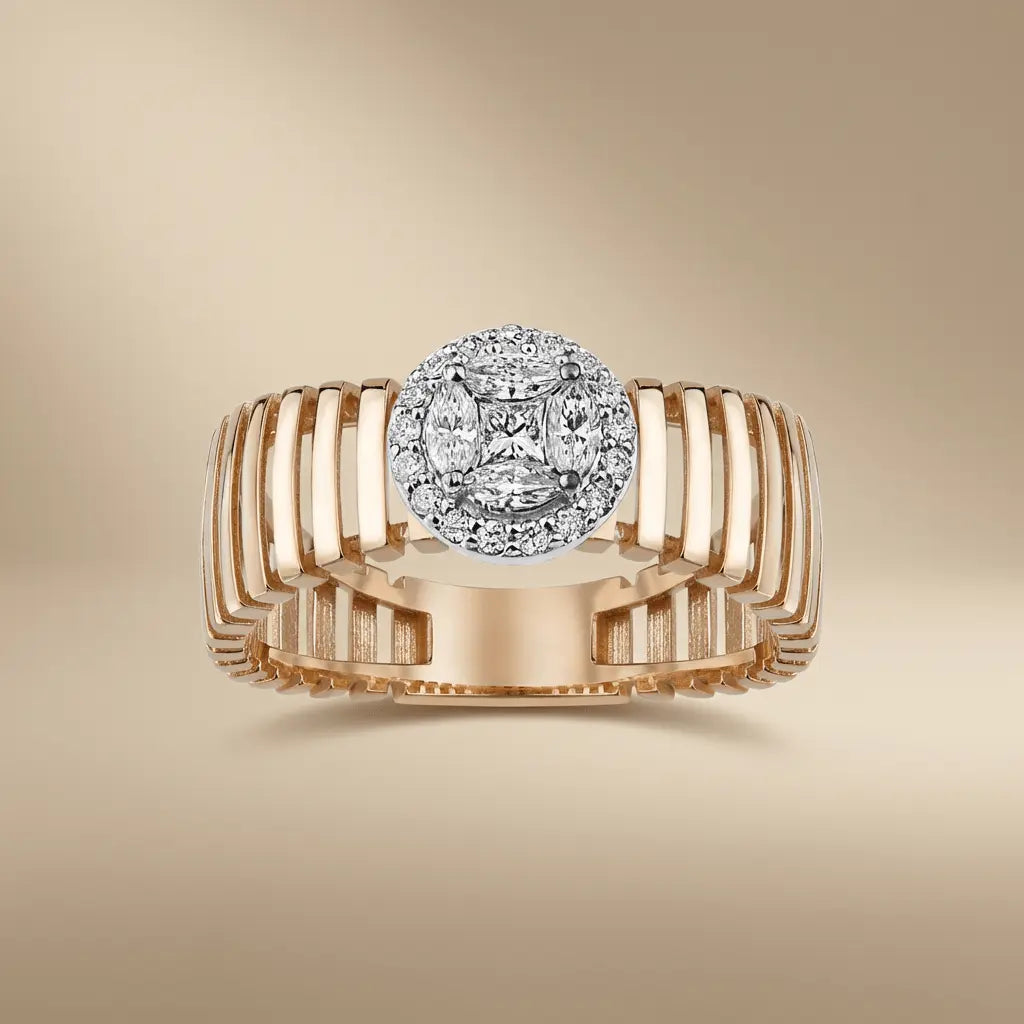 14ct/14K Rose Gold Natural Diamond Ring – Princess Halo Diamond