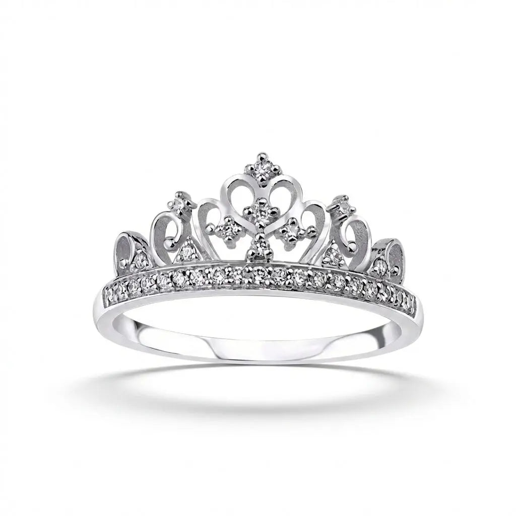 14ct/14K White Gold Natural Diamond Ring – Crown Diamond