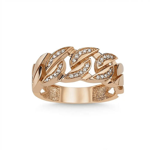 14ct/14K Rose Gold Natural Diamond Ring – Diamond Leaf Link