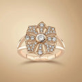 14ct/14K Rose Gold Natural Diamond Ring – Vintage Floral Diamond