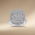 14ct/14K White Gold Natural Diamond Ring – Double Halo Diamond 1.06ct