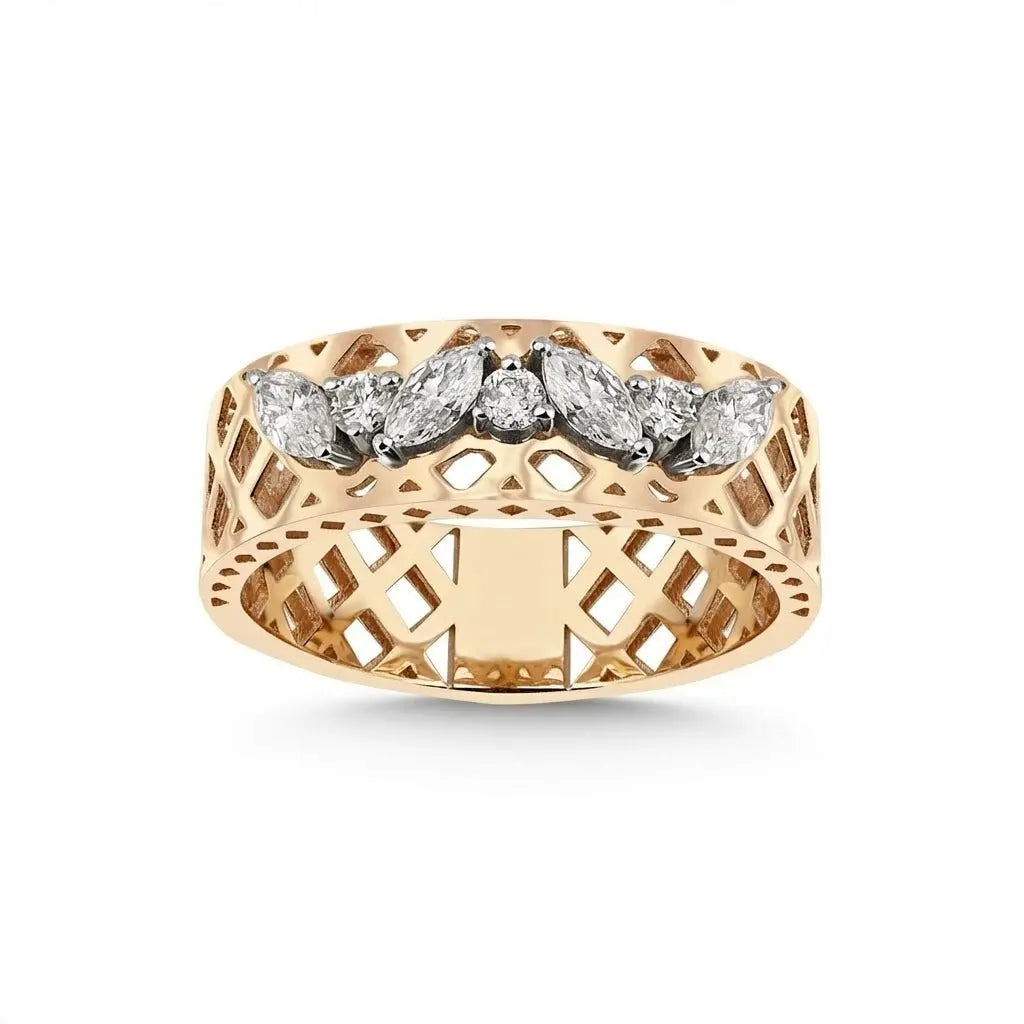 14ct/14K Gold Natural Diamond Ring – Marquise Diamond