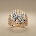 14ct/14K Gold Natural Diamond Ring – Floral Diamond Statement 0.58ct