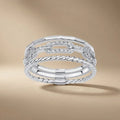 14ct/14K White Gold Natural Diamond Ring – Triple Pavé Diamond