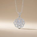 14ct/14K White Gold Natural Diamond Pendant – Floral Diamond with Baguette Center 0.61ct