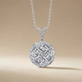 14ct/14K White Gold Natural Diamond Pendant – Round Baguette Cluster Diamond 0.84ct