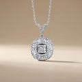 14ct/14K White Gold Natural Diamond Pendant – Baguette Halo Diamond Circle 0.74ct