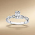 14ct/14K White Gold Natural Diamond Ring – Baguette Diamond Center with Pavé Infinity 0.31ct