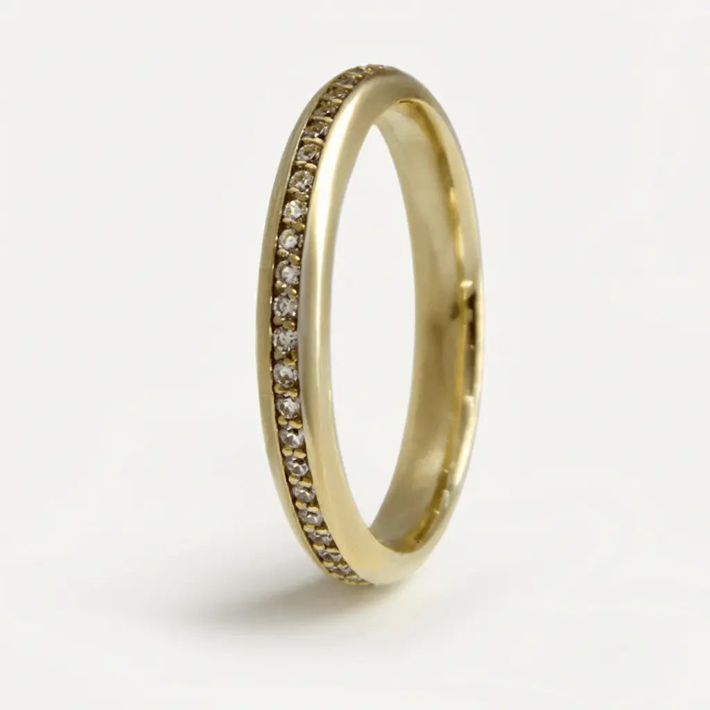 3mm Gold Wedding Band – Aurora Diamond Line – 9ct/14ct/18ct Gold
