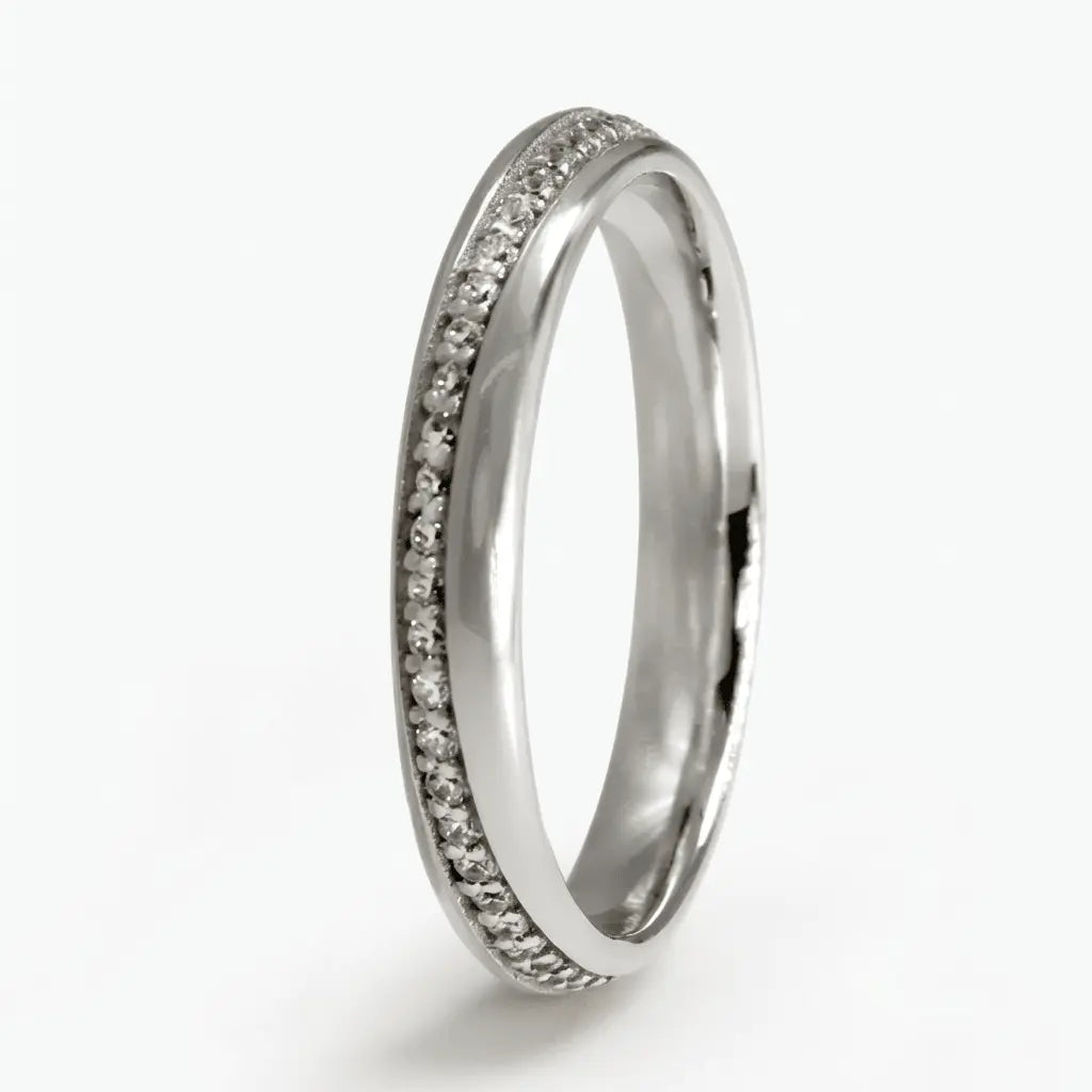 3mm Gold Wedding Band – Diamond Line Selene – 9ct/14ct/18ct Gold