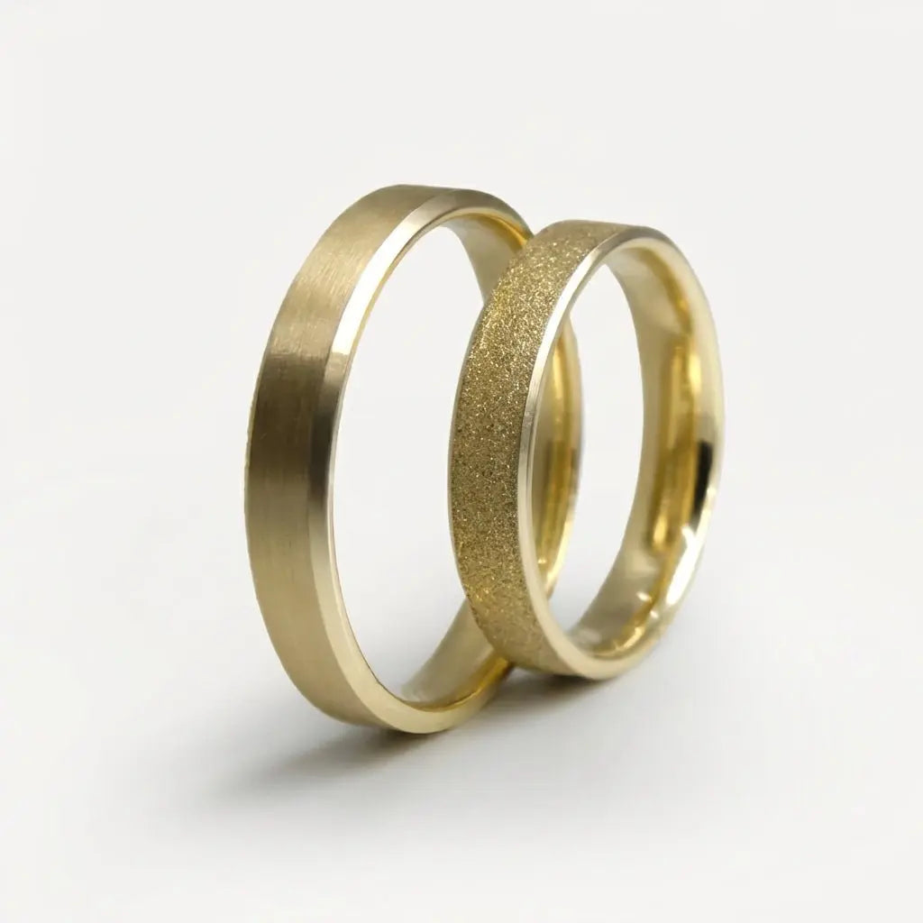4mm Gold Wedding Band – Satin Sparkle Contrast – 9ct/14ct/18ct Gold