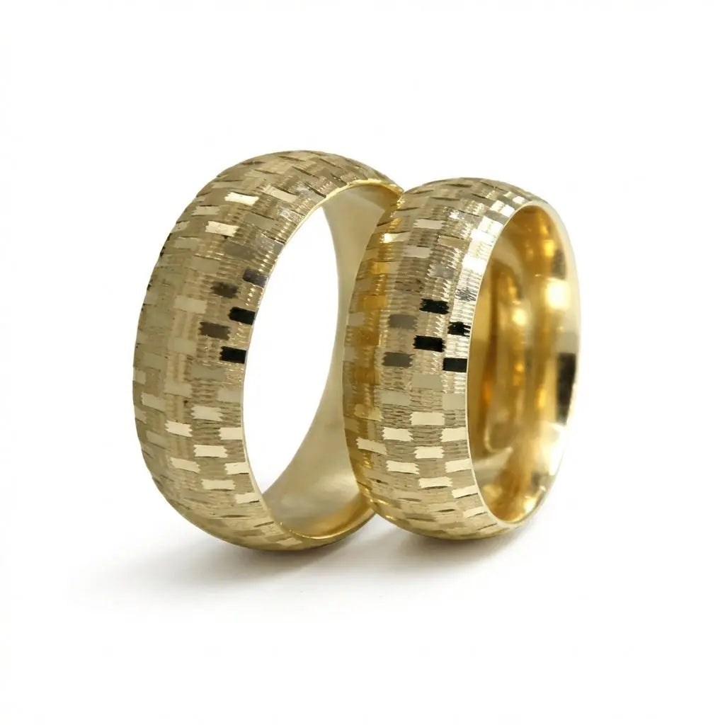 7mm Gold Wedding Band – Mosaic Block – 9ct/14ct/18ct Gold