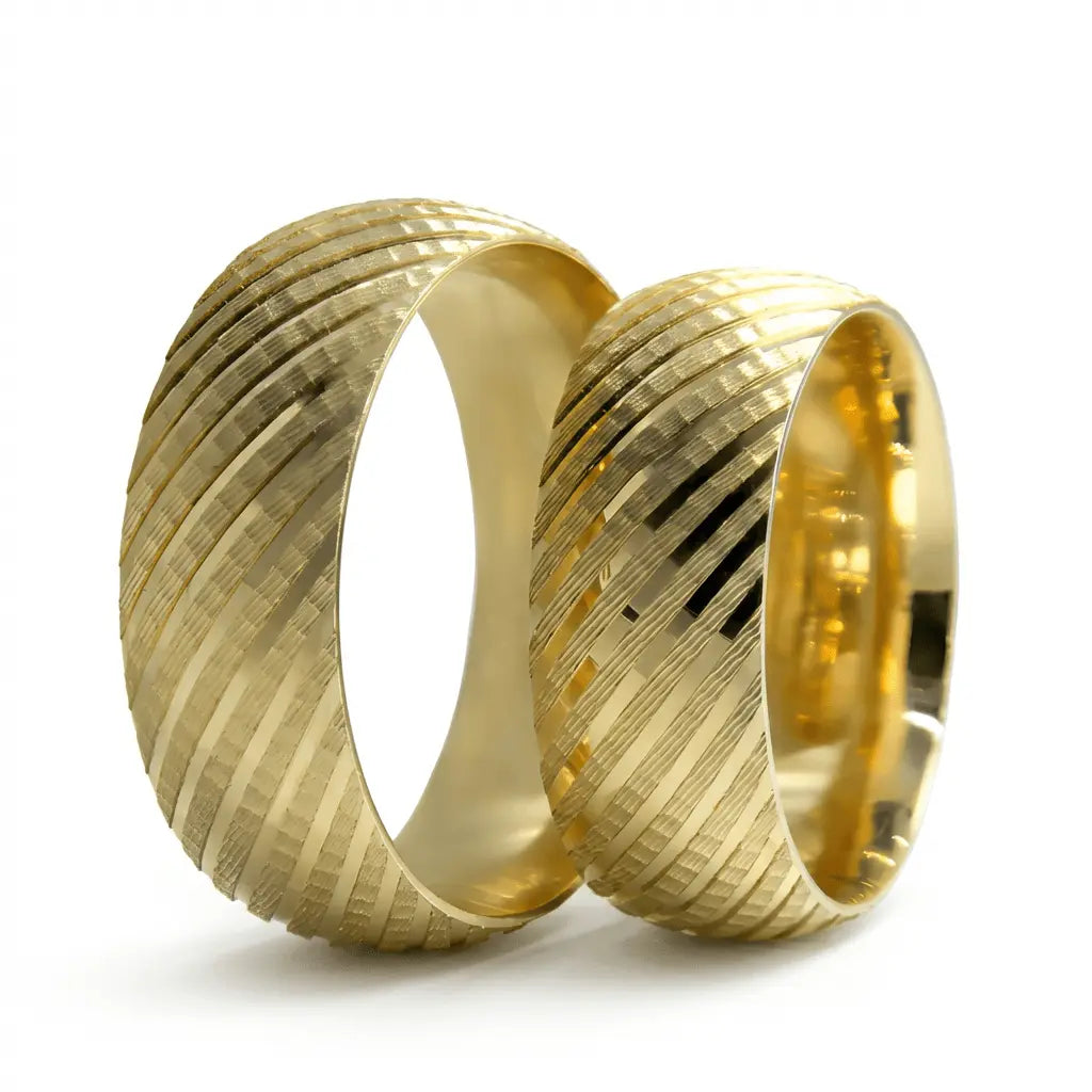 7mm Gold Wedding Band – Diagonal Ribbed Bold – 9ct/14ct/18ct Gold