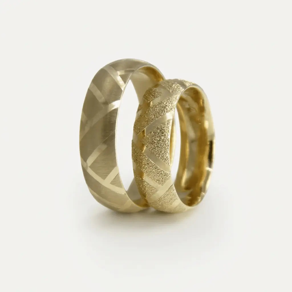 6mm Gold Wedding Band – Geometric V Cut – 9ct/14ct/18ct Gold