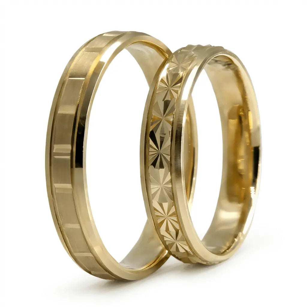 4mm Gold Wedding Band – Starburst Faceted – 9ct/14ct/18ct Gold