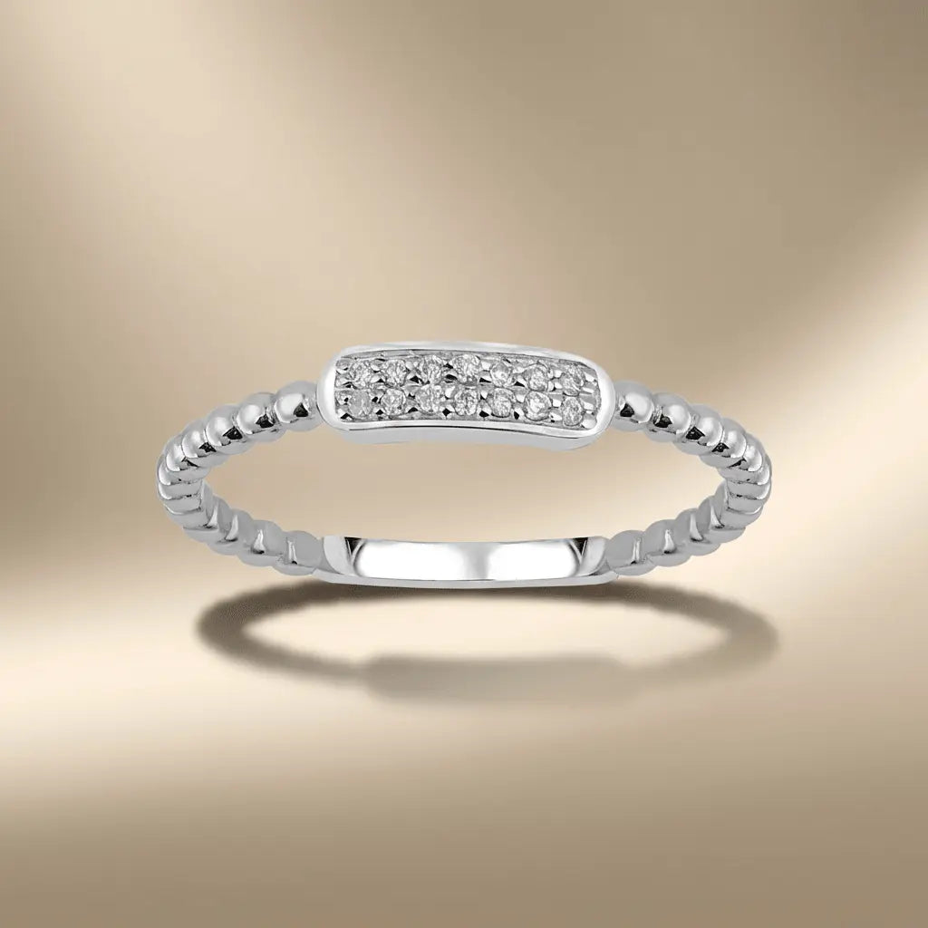 14ct/14K White Gold Natural Diamond Ring – Minimal Diamond Bar
