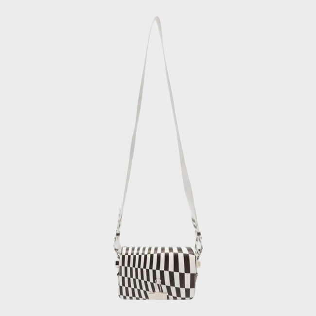 Optical Mini Flap Bag Black White
