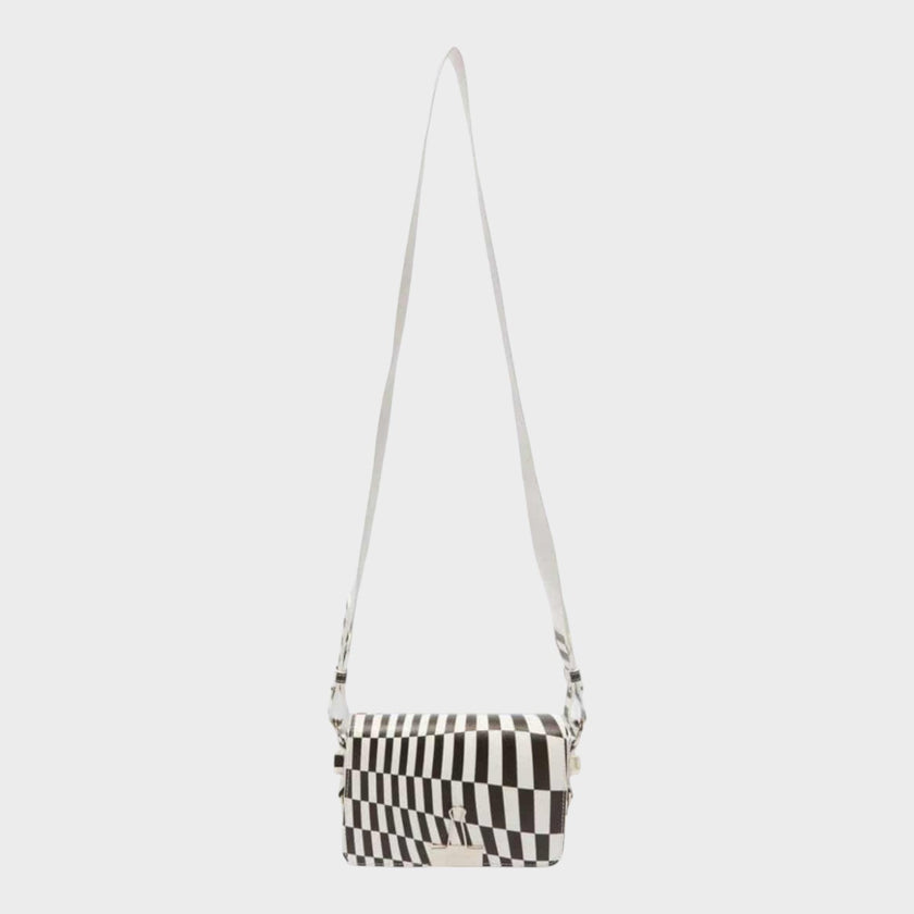Optical Mini Flap Bag Black White