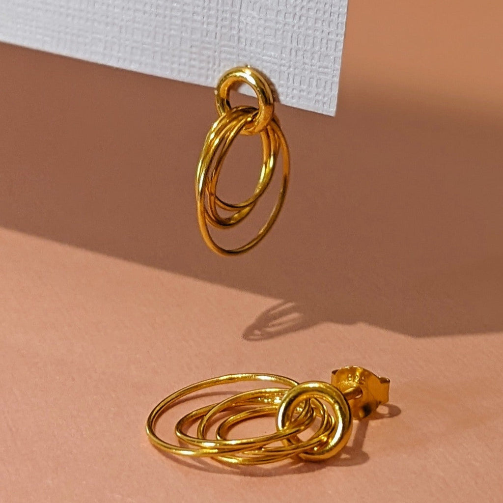 Hoop Cluster Rings Gold Stud Earrings