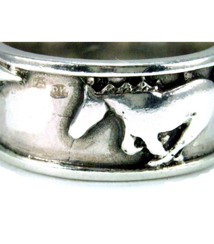 925 Silver Galloping Horses Band – Equestrian-Inspired Ring for Him or Her