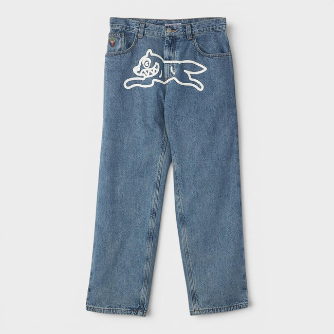 Check Lined Running Dog Denim Jeans