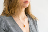 Pendentif Gouttelette Ambre Cadre Filigrane