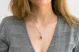 Pendentif Gouttelette Ambre Cadre Filigrane