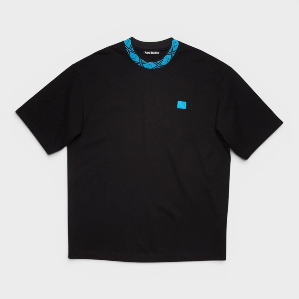 Oversized Collar Logo T Shirt Black Blue