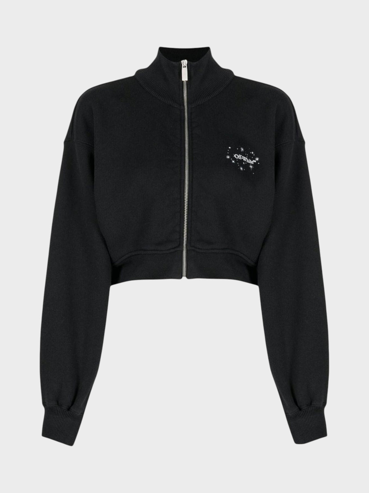 Off-White Bling Stars Arrow Cropped Zip Up Black
