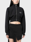Off-White Bling Stars Arrow Cropped Zip Up Black
