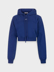 Off Stamp Round Crop Hoodie Blue