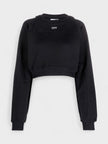 Off Stamp Round Crop Crewneck Black White